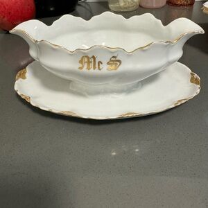 R C Versailles Bavaria gilded customized Mrs S gravy boat